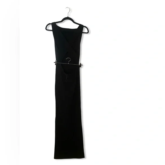 HELSA Lanli Knit Dress black open back maxi gown column sheath FWRD Revolve S - Picture 7 of 14